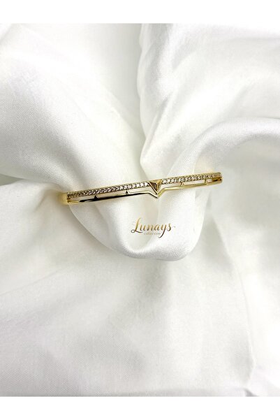 Lunays Xuping Victoria Model Zirkon Taşlı Kadın Kelepçe Bileklik Gold Renk