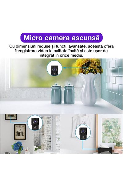 Spionescu Micro hidden camera, VD06A, WIFI, motion detection, night vision, 1080P, Android/iOS, 1000 mAh