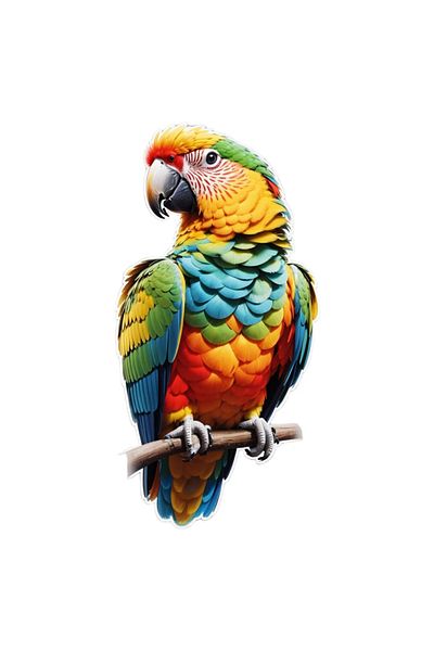 INOVATIX Set of 8 pieces, Sticker The attentive parrot, INOVATIX®. 6 cm