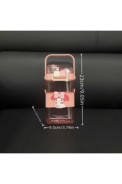 SANRIO Kuromi and Friends Character Portable Water Bottle with Straw - Leakproof Water Bottle for Children