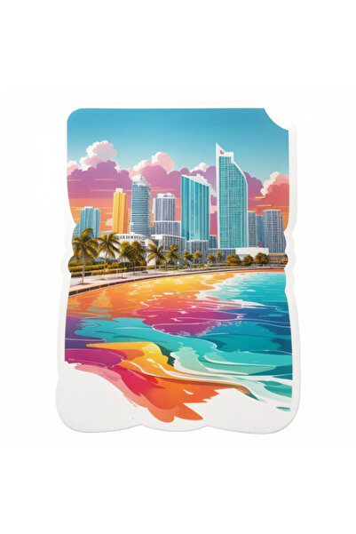 INOVATIX Σετ 8 τεμαχίων, Αυτοκόλλητο City Miami beach, INOVATIX®. 6 εκ.