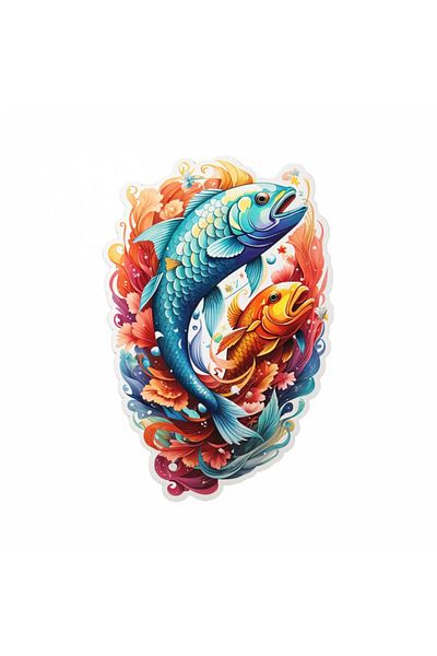 INOVATIX Set of 8 pieces, Pisces Sticker, Pisces zodiac symbol, INOVATIX®. 6 cm