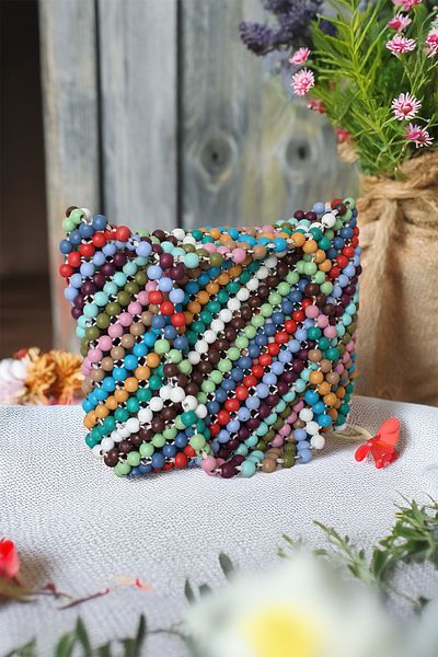 pulur.co Design Multicolored Large Size Bead Bag Ring Detailed Shoulder Bag