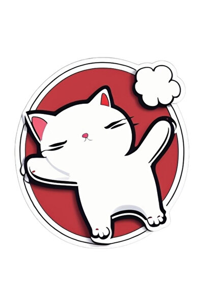 INOVATIX Set de 8 bucăți, autocolant pisică adormită, INOVATIX®. 6 cm