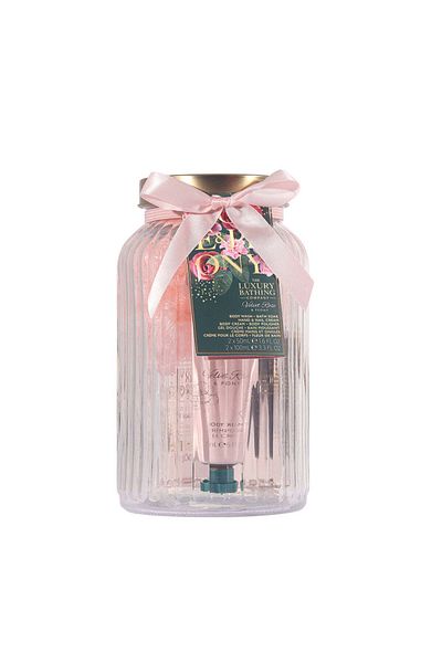 The Luxury Bathing Company Pure Indulgence Gift Set, Velvet Rose & Peony, Jar with Lid, The Luxury Bathing Company, 5 items
