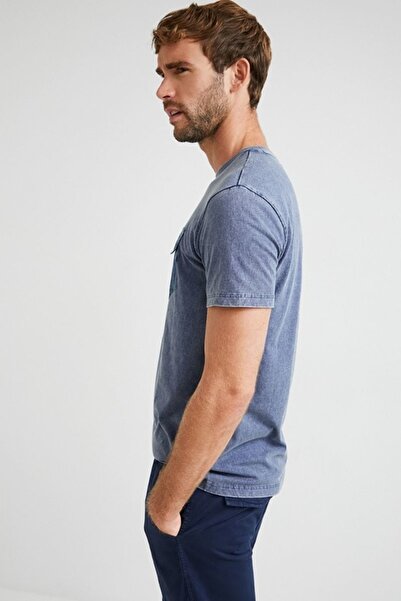 Desigual Deegan Cotton T-Shirt with Pocket, Blue, L