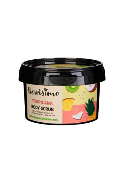 Beauty Jar Scrub de corp, cu ulei de cocos, extract de ananas și kiwi, Tropicana, Borcan de frumusețe, 350 g