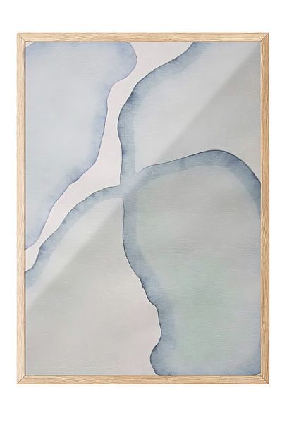 Postifull Wood Framed Poster, Abstract Circles - 3, Oil Painting, Blue Color Poster, 2025 Summer Selection, No:10967