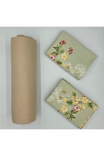 pınarhome collectıon 100% Organic Cotton Soft Fabric Embedded Sheets+Pillow Cover Corner Depth 28-30 Cm**New Season**