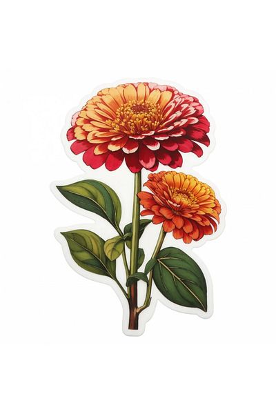 INOVATIX Set de 8 autocolante cu flori de zinnia, INOVATIX®. 6 cm