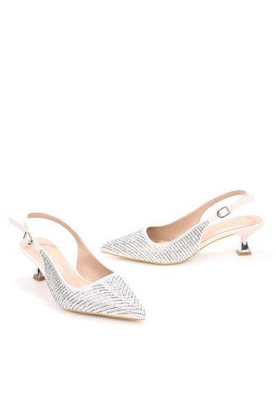 PİSAGOR Pisagor Ps-32350 Women's 4 cm Open Back Stone Evening Dress Stiletto Shoes