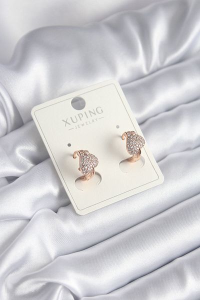 Toptan Bulurum Xuping Model Zircon Stone Leaf Women's Earrings