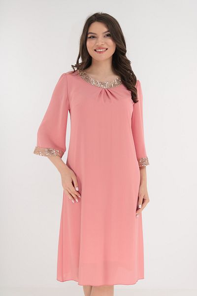 Vanessa Line RO Powder pink veil dress accessorized with gold sequins