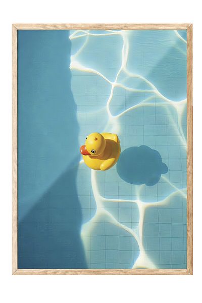 Postifull Wooden Framed Poster, Yellow Duck, Photo, Yellow Color Poster, 2025 Summer Selection, No:109613