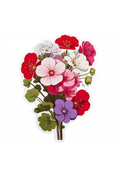 INOVATIX Set de 8 bucăți, autocolant flori de geranium, INOVATIX®. 6 cm