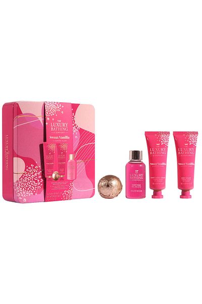 The Luxury Bathing Company Relax & Unwind Gift Set, Sweet Vanilla & Almond Glaze, The Luxury Bathing Company, 4 items