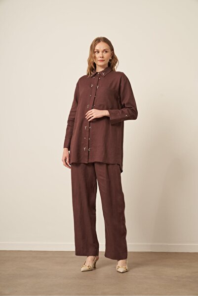 FTZ WOMEN Set de damă din in brut maro 31115