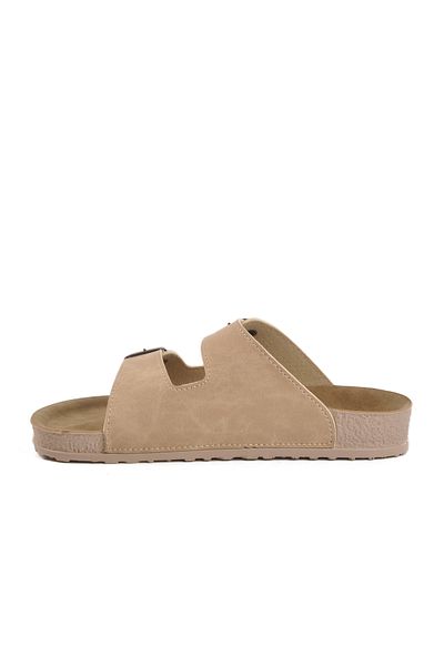 AYAKMOD Beige Lightweight Double Striped Anatomical Women's Slippers 20-972 Z
