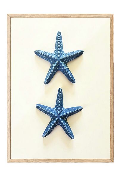 Postifull Wooden Framed Poster, Seashell, Photo, Blue Color Poster, 2025 Summer Selection, No:109651