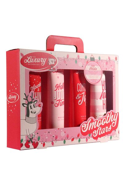 The Luxury Bathing Company Smoothy Stars Gift Set, Candy Canes, Cocoa & Vanilla Swirl, The Luxury Bathing Company, 4 items