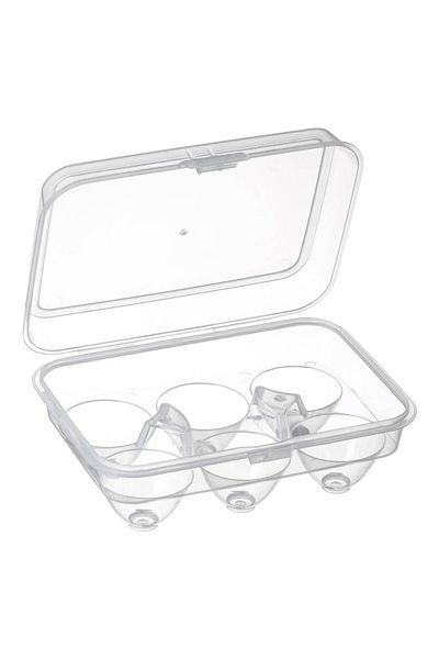 SyaMAG Cofraj Plastic Transparent, Capac Cu Inchidere Sigura, Capacitate 6 Oua
