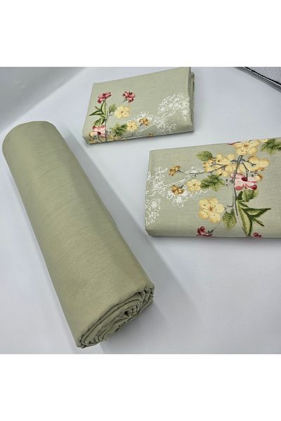 pınarhome collectıon 100% Organic Cotton Soft Fabric Embedded Sheets+Pillow Cover Corner Depth 28-30 Cm**New Season**