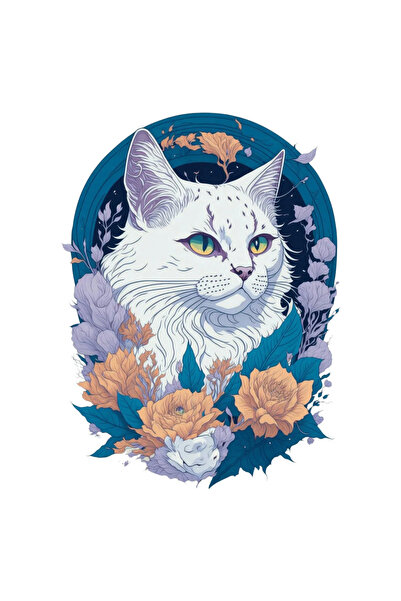 INOVATIX Set de 8 bucăți, autocolant pisică albă, INOVATIX®. 6 cm