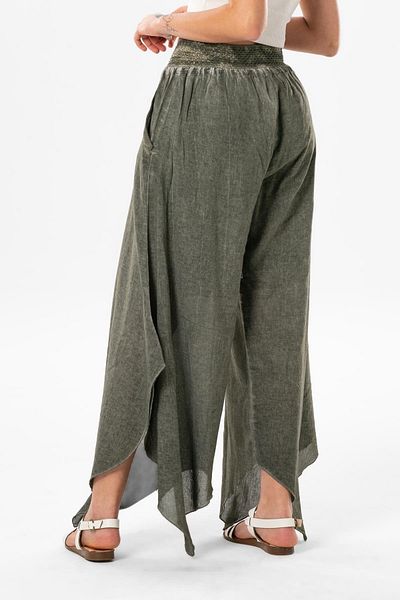 Eliş Şile Bezi Güzide Şile Cloth Elastic Symmetrical Leg Summer Shalwar Khaki Hk