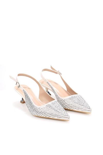 PİSAGOR Pisagor Ps-32350 Women's 4 cm Open Back Stone Evening Dress Stiletto Shoes