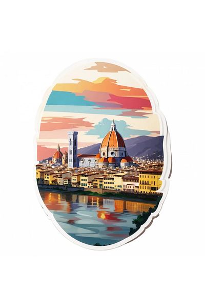 INOVATIX Set de 8 piese, autocolant oraș Florența, INOVATIX®. 6 cm