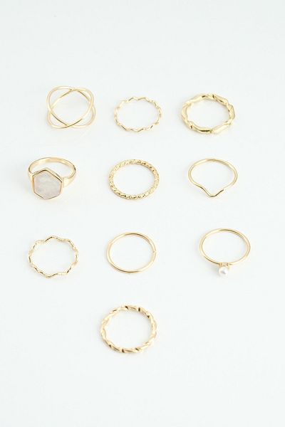 Jack Ferrero Gold Women's Ring Set Color-Resistant