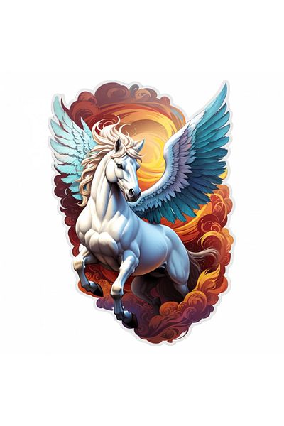 INOVATIX Set of 8 pieces, Sticker Pegasus mythological character, INOVATIX®. 6 cm