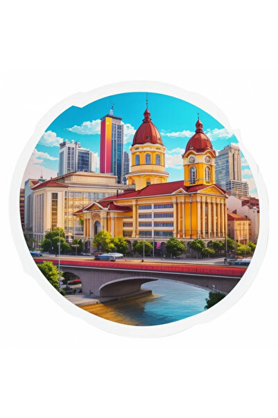 INOVATIX Set de 8 piese, autocolant Biserica Ortodoxă Craiova, INOVATIX®. 6 cm