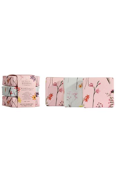 The Luxury Bathing Company Gentle Cleansing Trio Gift Set, Wildflowers, Peony, Peach, The Luxury Bathing Company, 3 x 100g