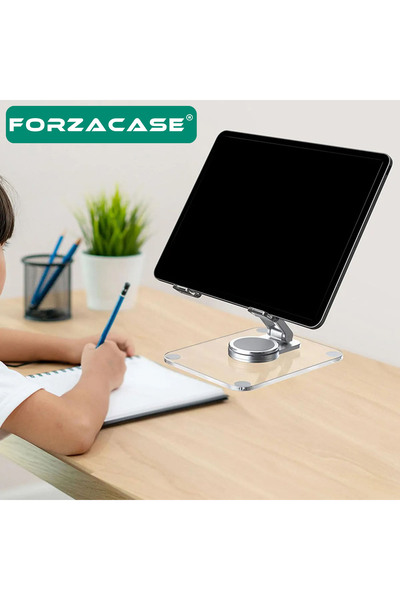 Forzacase Περιστρεφόμενη 360 μοιρών διαφανής ακρυλική βάση tablet Πτυσσόμενη βάση επιτραπέζιου υπολογιστή - FC1066