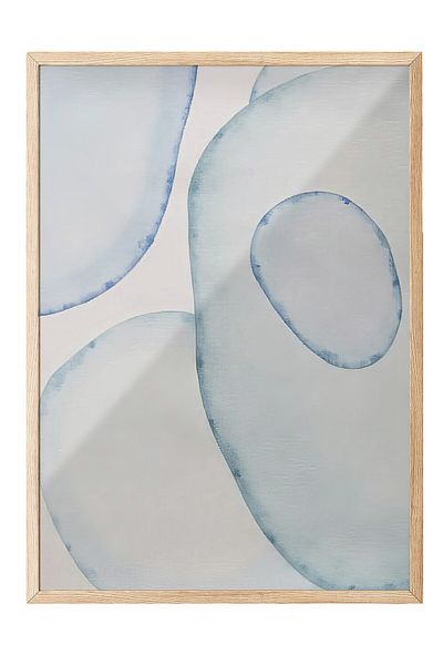 Postifull Wood Framed Poster, Abstract Circles - 1, Oil Painting, Blue Color Poster, 2025 Summer Selection, No:10967