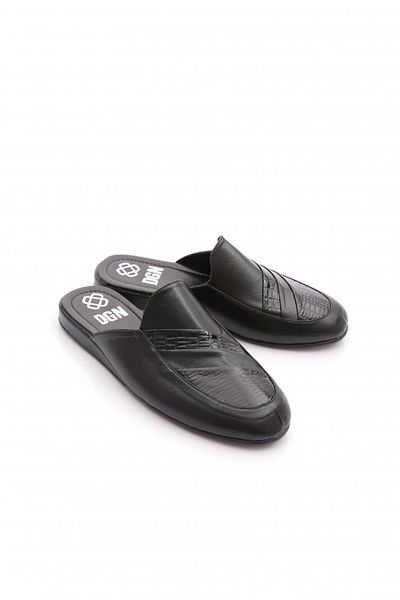 DGN Men's Leather Groom Slippers