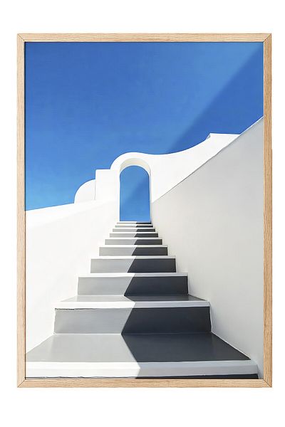 Postifull Wooden Framed Painting, Door Opening to the Sky, Photo, Blue Color Poster, 2025 Summer Selection, No:10971