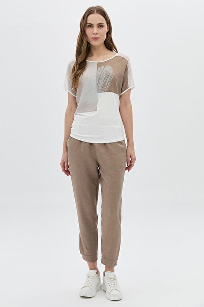 DAIDO Pantaloni crop minimalisti din in - talie înaltă 7/8 lungime