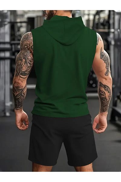 ACTIVE MODA -Men's Gym Sports Singlet-Shorts 2-Piece Set Cotton Printed