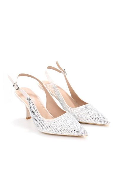 PİSAGOR Pythagoras Ps-31971 8 cm Heeled Women's Stone Open Back Stiletto Evening Dress Shoes