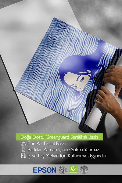Postifull Wooden Framed Painting, Floating Woman, Illustration, Blue Color Poster, 2025 Summer Selection, No:109719