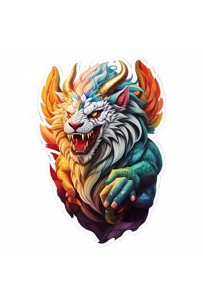 INOVATIX Set of 8 pieces, Sticker Mythological character Chimera head, INOVATIX®. 6 cm