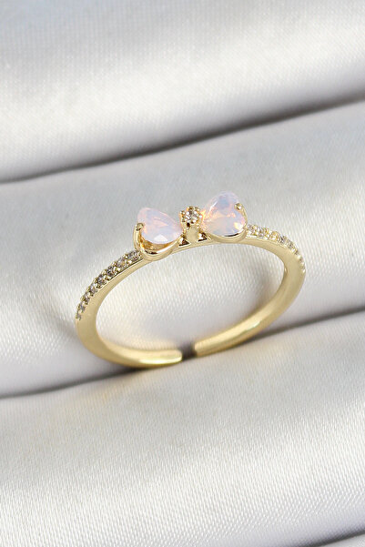 FREEDOM STOREE Gold Color Adjustable Women's Ring with Brass Bow Figure and Z...