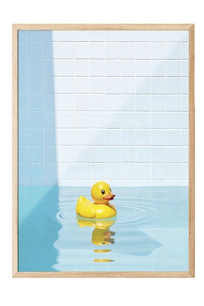 Postifull Wooden Framed Poster, Yellow Duck, Photo, Yellow Color Poster, 2025 Summer Selection, No:109612