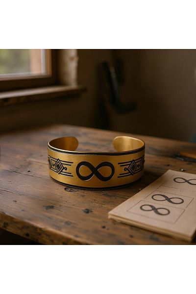 PrestigeSO Pure Copper Infinity Sign Handcuff Bracelet |   Infinity Pattern Adjustable Healing Copper Bracelet