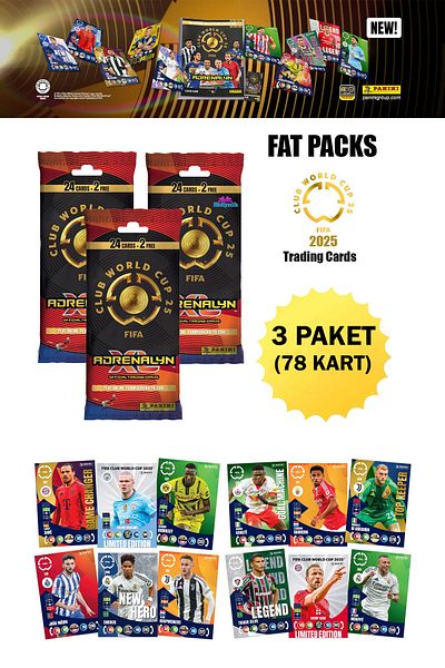 hediyecik Panini Fifa Club World Cup 2025 Fat Pack Tc Package Footballer Cards 3 Pack (78 Cards)
