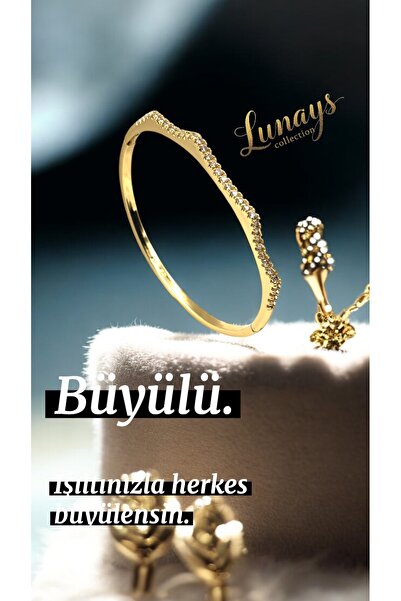 Lunays Xuping Dorik Model Zirkon Taşlı Kadın Kelepçe Bileklik Gold Renk