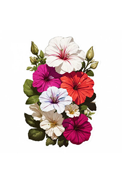 INOVATIX Set de 8 bucăți, autocolant flori de petunie cu boboci, INOVATIX®. 6 cm