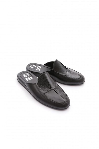 DGN Men's Leather Groom Slippers